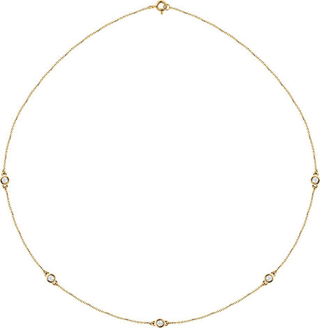 14K Gold Lab-Grown Diamond Bezel-Set Station Necklace - Yellow Gold
