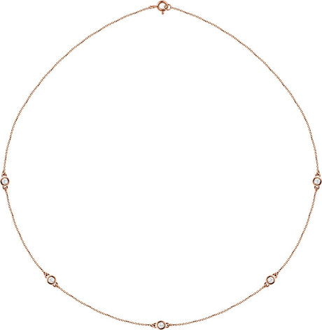 14K Gold Lab-Grown Diamond Bezel-Set Station Necklace - Rose Gold
