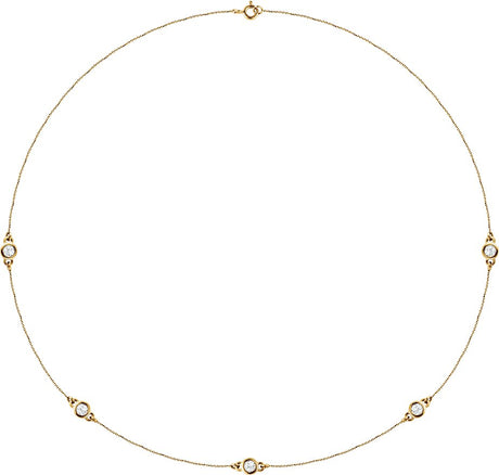 14K Gold Lab-Grown Diamond Bezel-Set Station Necklace - Yellow Gold