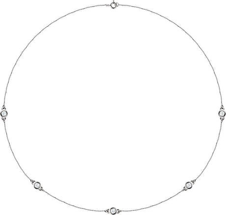 14K Gold Lab-Grown Diamond Bezel-Set Station Necklace - White Gold