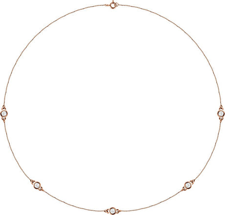 14K Gold Lab-Grown Diamond Bezel-Set Station Necklace - Rose Gold