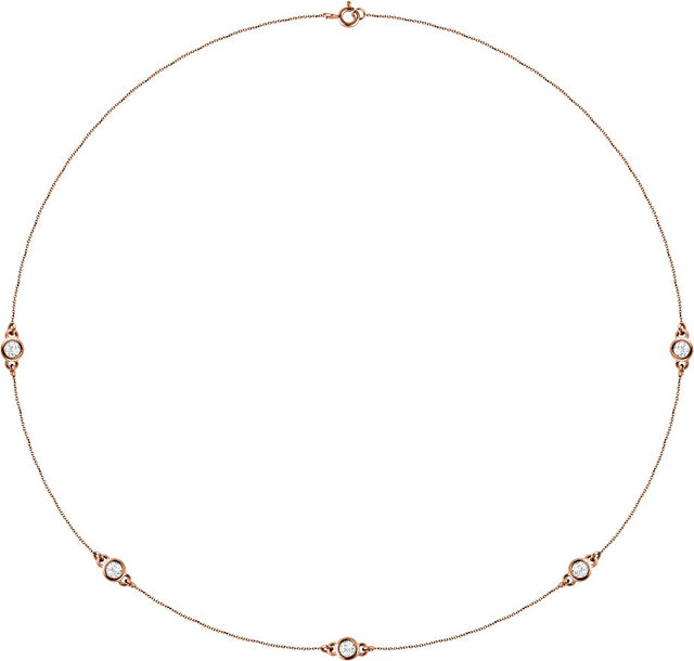 14K Gold Lab-Grown Diamond Bezel-Set Station Necklace - Rose Gold