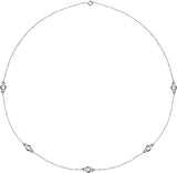 14K Gold Lab-Grown Diamond Bezel-Set Station Necklace - White Gold