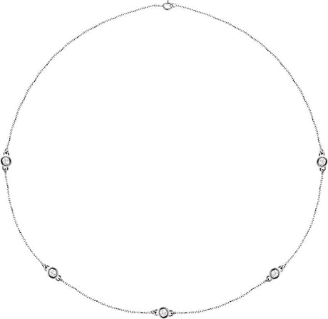 14K Gold Lab-Grown Diamond Bezel-Set Station Necklace - White Gold