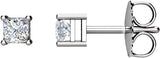 Platinum Natural Diamond Square 4-Prong Stud Earrings