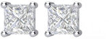 Platinum Natural Diamond Square 4-Prong Stud Earrings - view 2