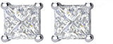 Platinum Natural Diamond Square 4-Prong Stud Earrings - view 2