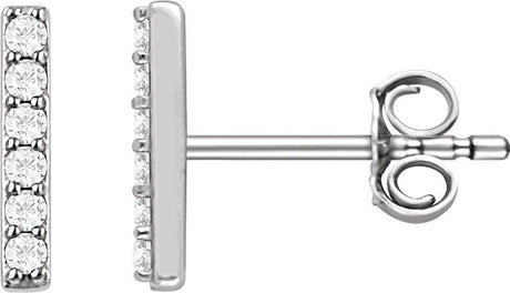 14K Gold Round Lab-Grown Diamond Bar Earrings - White Gold