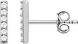 Platinum Round Natural Diamond Bar Earrings – 1.2mm Stones