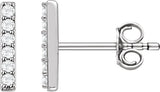 Platinum Round Natural Diamond Bar Earrings – 1.2mm Stones