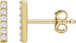 14K Gold Round Natural Diamond Bar Earrings – 1.2mm Stones - Yellow Gold