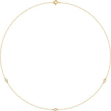 14K Gold Natural Diamond Bezel-Set Station Necklace - Yellow Gold