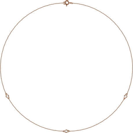 14K Gold Lab-Grown Diamond Bezel-Set Station Necklace - Rose Gold