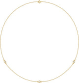 14K Gold Natural Diamond Bezel-Set Station Necklace - Yellow Gold