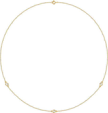 14K Gold Lab-Grown Diamond Bezel-Set Station Necklace - Yellow Gold