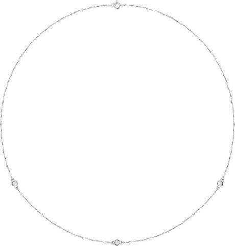 14K Gold Lab-Grown Diamond Bezel-Set Station Necklace - White Gold