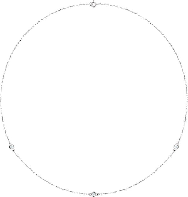14K Gold Lab-Grown Diamond Bezel-Set Station Necklace - White Gold
