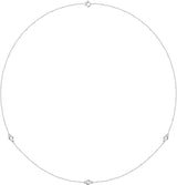 14K Gold Natural Diamond Bezel-Set Station Necklace - White Gold
