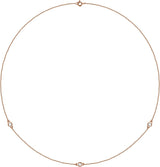 14K Gold Natural Diamond Bezel-Set Station Necklace - Rose Gold