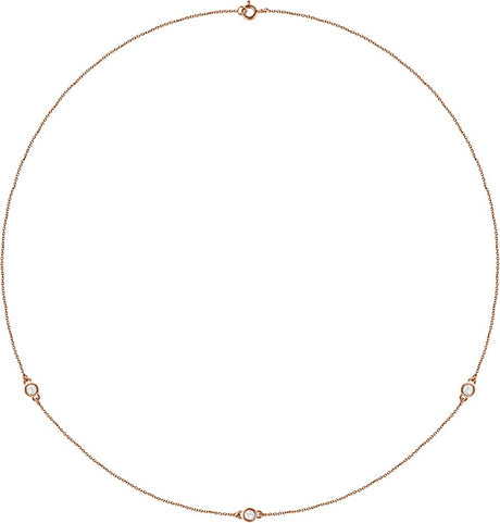 14K Gold Lab-Grown Diamond Bezel-Set Station Necklace - Rose Gold