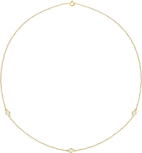 14K Gold Lab-Grown Diamond Bezel-Set Station Necklace - Yellow Gold