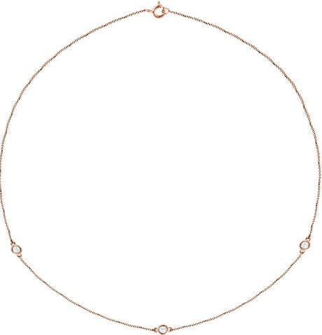 14K Gold Lab-Grown Diamond Bezel-Set Station Necklace - Rose Gold