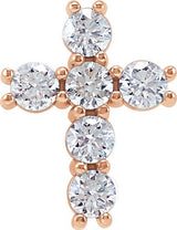 14K Gold Round Natural Diamond Cross Necklace or Pendant – up to 1 3/8 CTW - Rose Gold