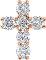 14K Gold Round Natural Diamond Cross Necklace or Pendant – up to 1 3/8 CTW - Rose Gold
