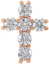 14K Gold Round Natural Diamond Cross Necklace or Pendant – up to 1 3/8 CTW - Rose Gold