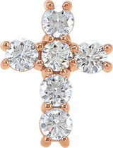 14K Gold Round Natural Diamond Cross Necklace or Pendant – up to 1 3/8 CTW - Rose Gold
