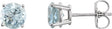 Platinum Natural Aquamarine Round 4-Prong Lightweight Stud Earrings – 6mm Stones