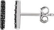 14K Gold Round Natural Black Diamond Bar Earrings - White Gold