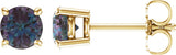 14K Gold Lab-Grown Alexandrite Round 4-Prong Lightweight Stud Earrings – 2.5-8mm Stones - Yellow Gold