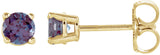 14K Gold Lab-Grown Alexandrite Round 4-Prong Lightweight Stud Earrings – 2.5-8mm Stones - Yellow Gold