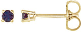 14K Gold Lab-Grown Alexandrite Round 4-Prong Lightweight Stud Earrings – 2.5-8mm Stones - Yellow Gold