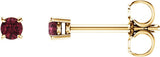 14K Gold Natural Mozambique Garnet Round 4-Prong Lightweight Stud Earrings – 2.5-8mm Stones - Yellow Gold