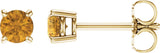 14K Gold Natural Citrine Round 4-Prong Lightweight Stud Earrings – 2.5-8mm Stones - Yellow Gold