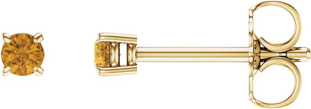 14K Gold Natural Citrine Round 4-Prong Lightweight Stud Earrings – 2.5-8mm Stones - Yellow Gold