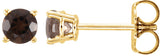 14K Gold Natural Smoky Quartz Round 4-Prong Lightweight Stud Earrings - Yellow Gold