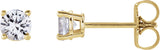14K Gold Natural White Sapphire Round 4-Prong Lightweight Stud Earrings – 2.5-5mm Stones - Yellow Gold