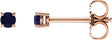 14K Gold Natural Blue Sapphire Round 4-Prong Lightweight Stud Earrings – 2.5-5mm Stones - Rose Gold