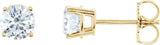 14K Gold Natural Diamond Round 4-Prong Lightweight Stud Earrings - Yellow Gold