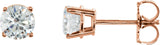 14K Gold Lab-Grown Diamond Round 4-Prong Lightweight Stud Earrings - Rose Gold