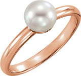 14K Gold Cultured White Freshwater Pearl Freshwater Pearl Ring - Rose Gold
