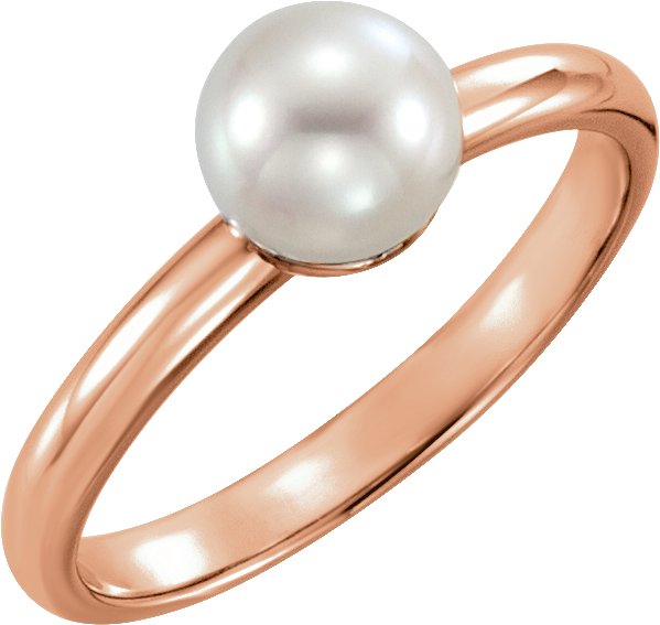 14K Gold Cultured White Freshwater Pearl Freshwater Pearl Ring - Rose Gold