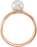 14K Gold Cultured White Freshwater Pearl Freshwater Pearl Ring - Rose Gold - view 2