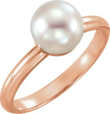 14K Gold Cultured White Freshwater Pearl Freshwater Pearl Ring - Rose Gold