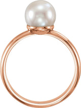 14K Gold Cultured White Freshwater Pearl Freshwater Pearl Ring - Rose Gold - view 2