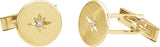 14K Gold Round Natural Diamond Star Cuff Links - Yellow Gold - view 2