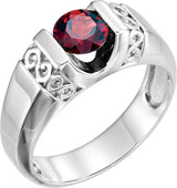 Platinum Natural Mozambique Garnet Solitaire Ring – 7 mm Round